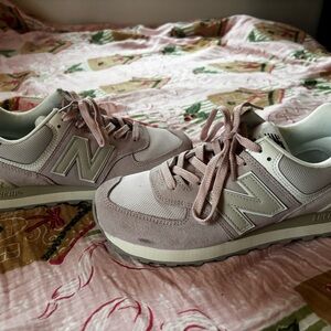 New Balance Women's Light Pink and Cream Sneakers